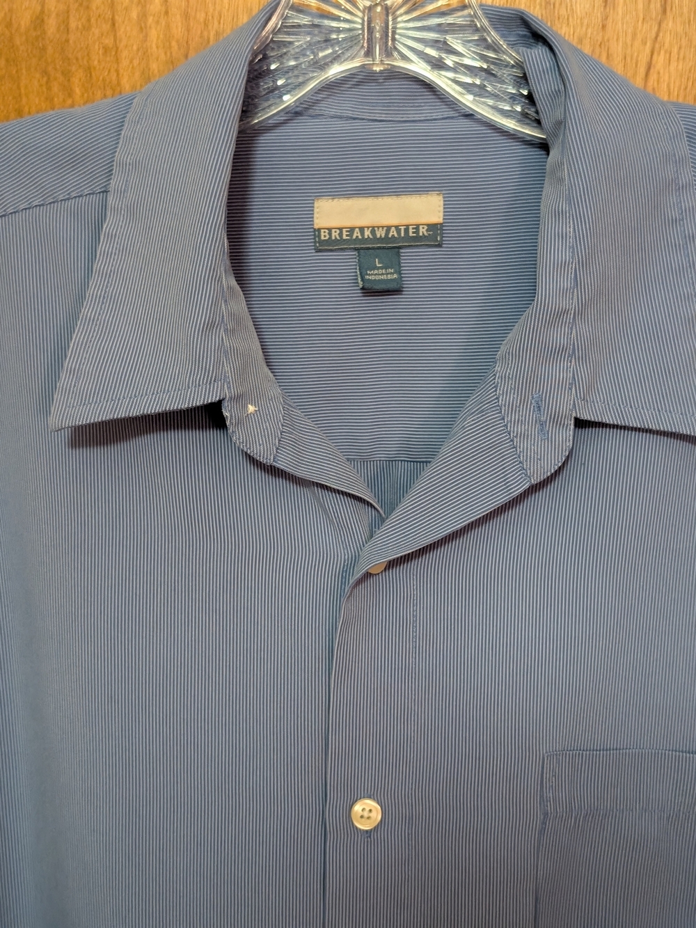 Breakwater Men's Casual Blue Micro-Stripe Button-Down Shirt